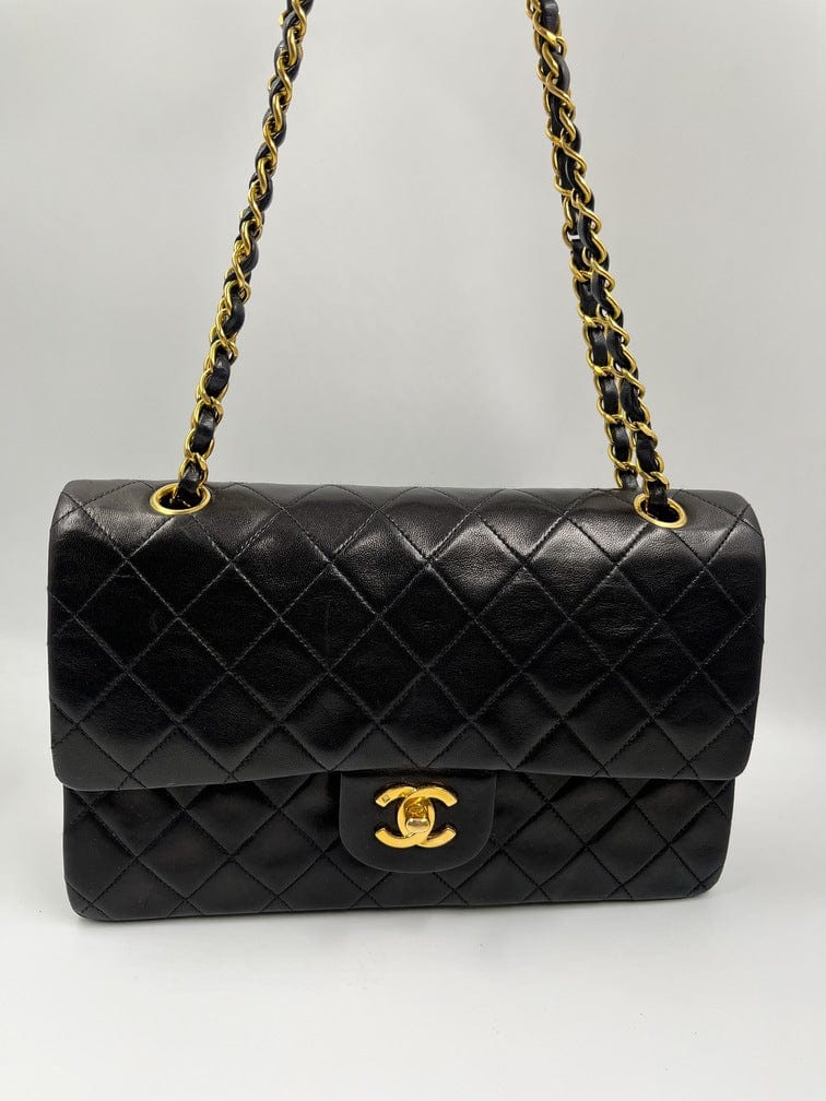 Chanel Vintage Dark Beige Small Classic Flap 24k Gold HW  CamelliaCurate