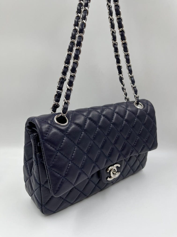 Chanel  Classic Flap Bag  Mini Rectangular  Blue Lambskin CGHW  Bagista