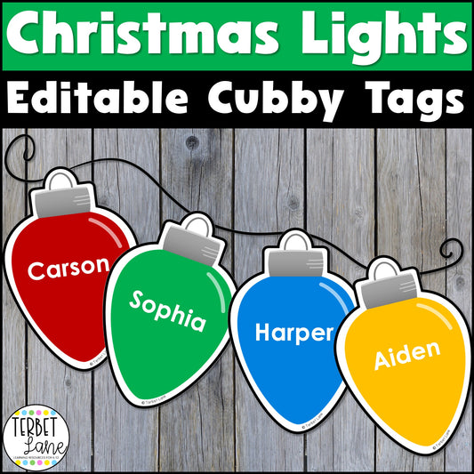 Christmas Name Tags - Editable Locker Labels or Cubby Tags - Retro Trees