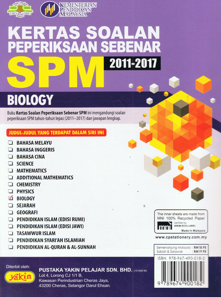 Kertas Soalan Peperiksaan Sebenar SPM 2011-2017: Biology ...