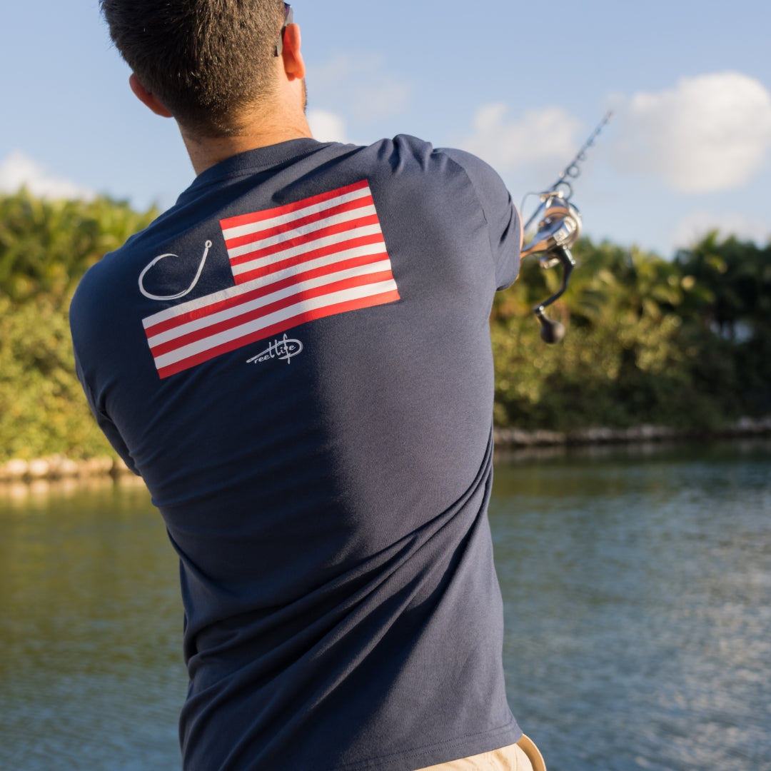 American Flag Fishing Rod Usa Essential T-Shirt for Sale by