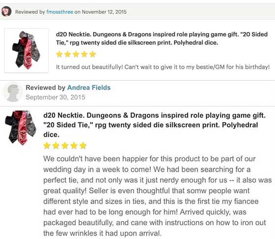 cyberoptix d20 necktie customer review