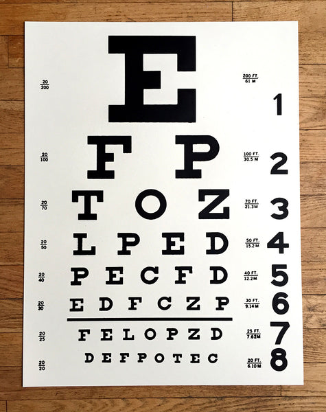 eye chart poster snellen pediatric chart print optometrist