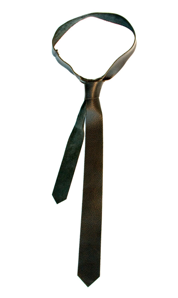 Black Leather Necktie, automotive leather tie. – Cyberoptix TieLab