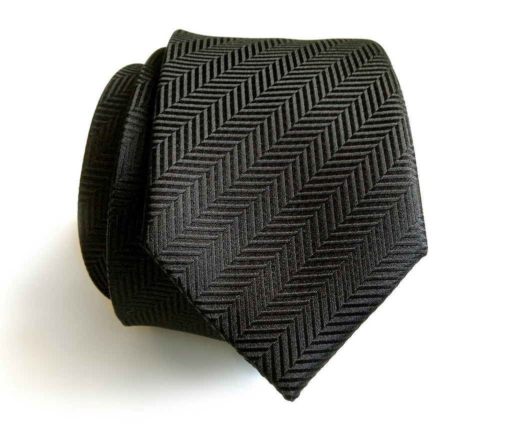 Black Herringbone Silk Necktie, by Cyberoptix