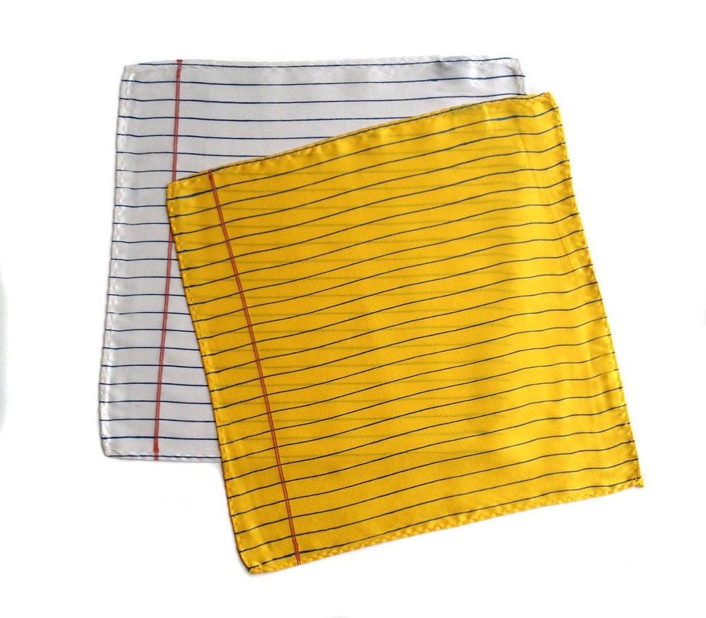 College Ruled Pocket Square Lined Paper Print Cyberoptix Tielab