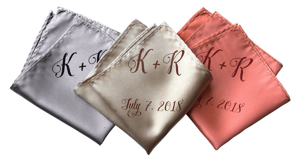 monogrammed linen pocket square