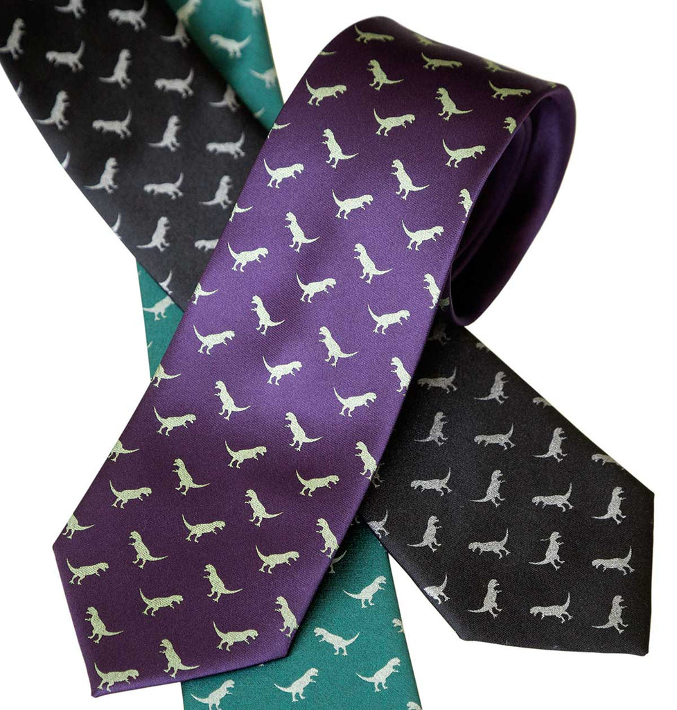 Tiny T-Rex Print Necktie, Dinosaur Pattern Tie