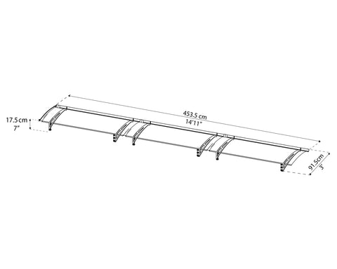 Palram - Canopia Aquila Awning 15x3 Dimensions