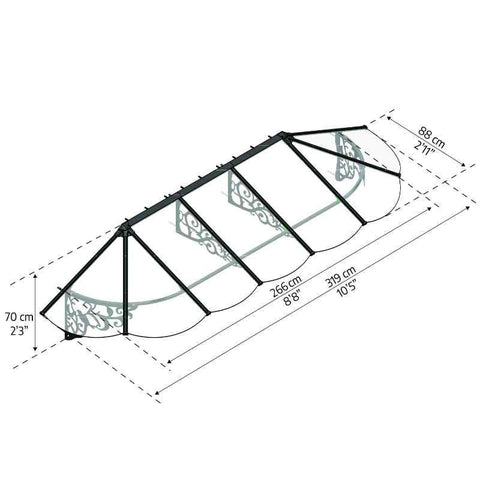 Palram - Canopia Lily Awning 3x11 Dimensions