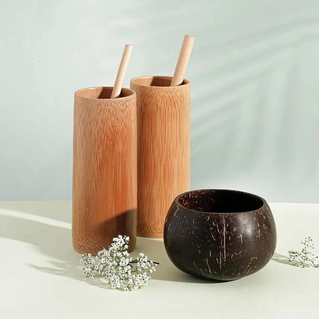 Bijdragen diefstal mentaal Bamboe beker - Plasticvrije houten bamboe bekers (17 oz/ 500 ml) – Pure