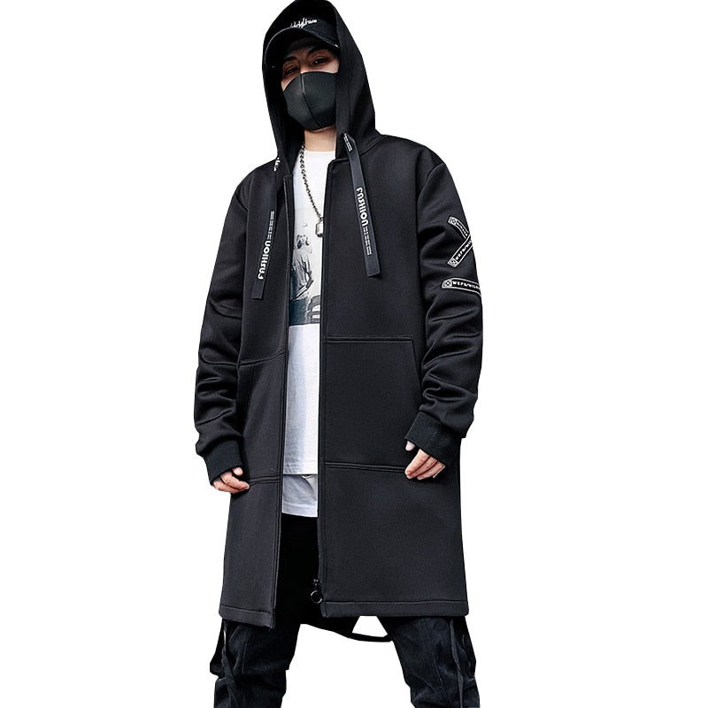 2022 Men Harajuku Hip Hop Coats Male Jacket Long Hoodie Cotton Fashion –  Yileven Clothing