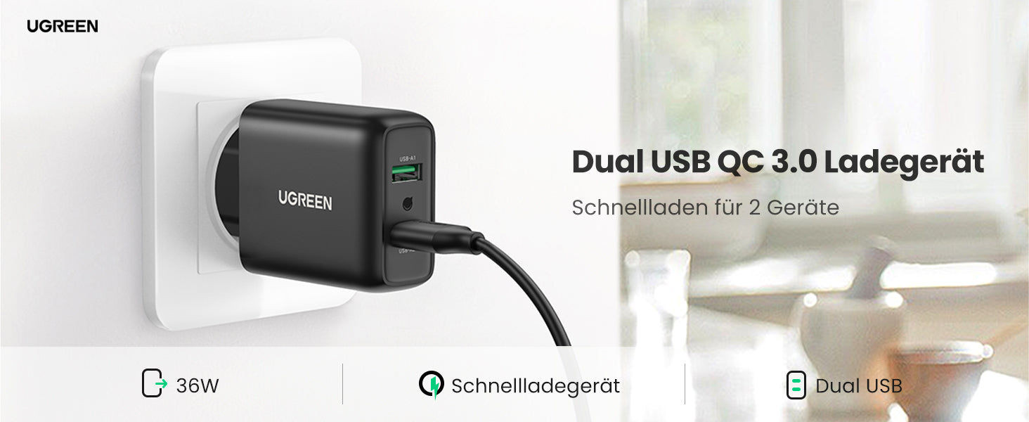 dual usb qc 3.0 ladegerät