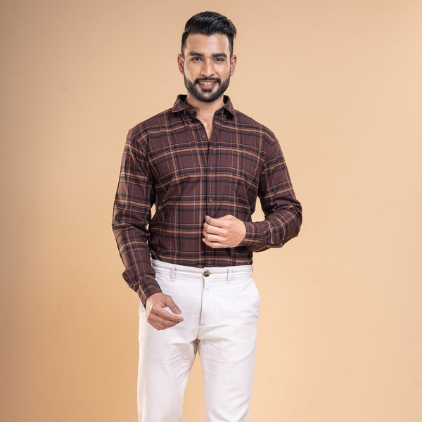 Regal Check Shirt In Dark Brown – The Formal Club