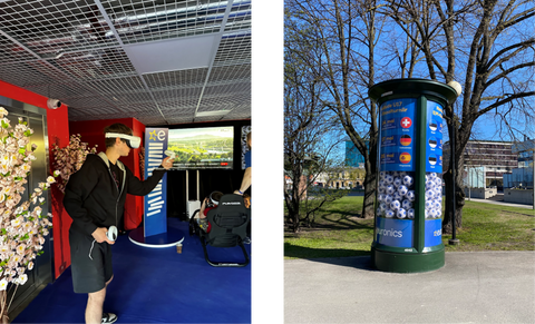 Euronics gaming zone in Lilleküla Stadium and city dressing in Tallinn, Estonia