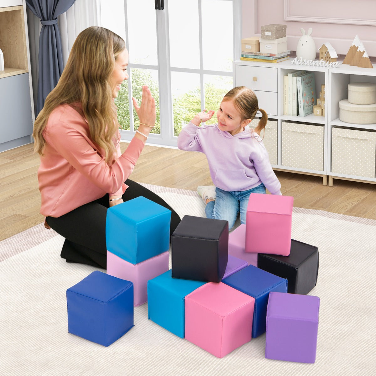 Colorful 12 Piece Soft Foam Building Blocks for Toddlers