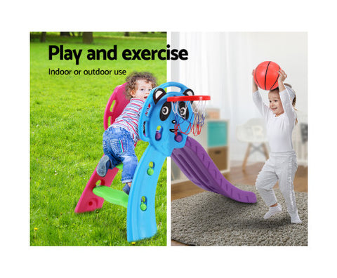 keezi kids toddler slide with basketball hoop