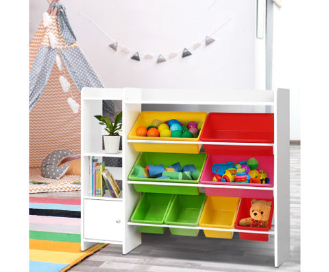 Keezi Kids Toy Box Storage Organiser Display Bookshelf