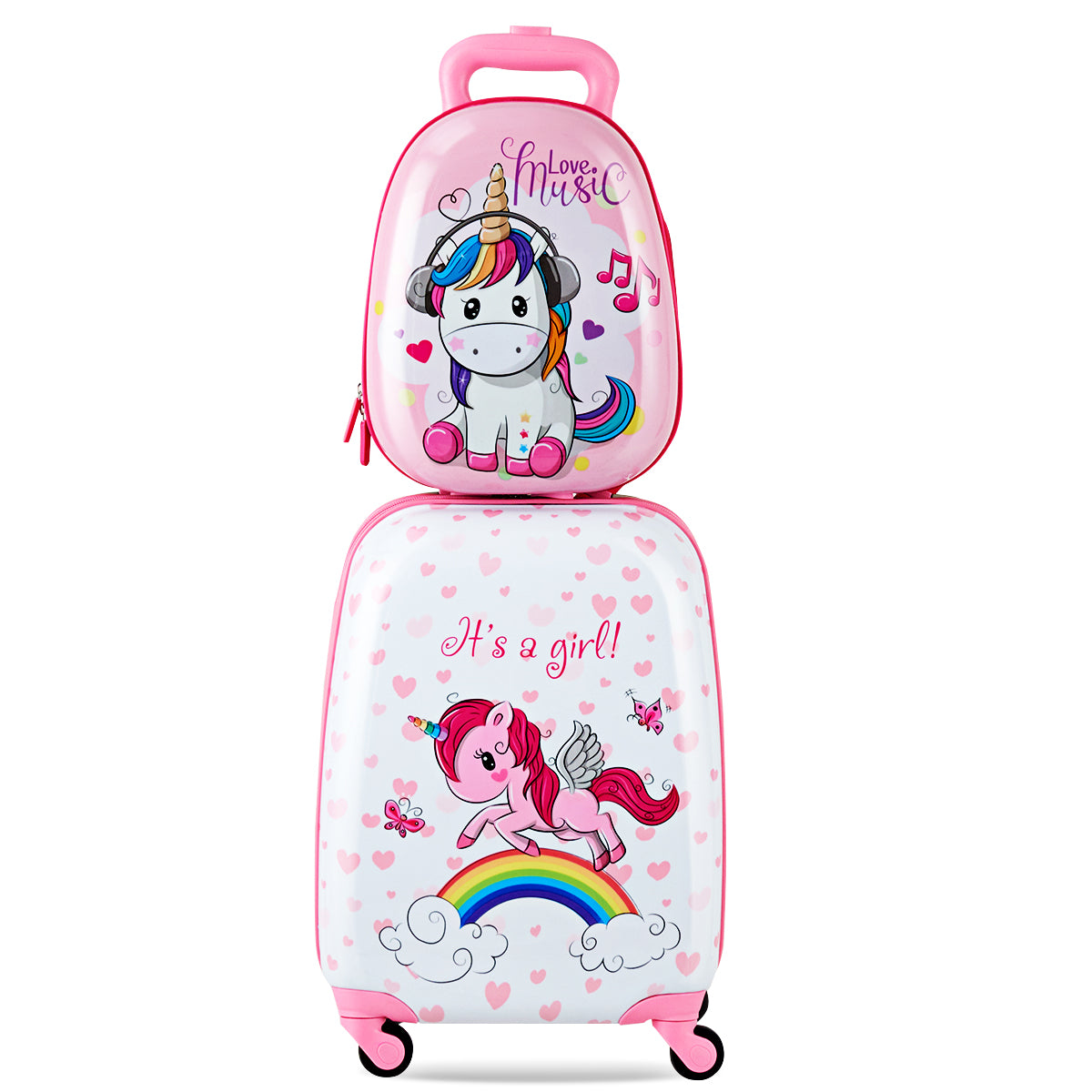 Unicorn Hard Shell Kids Luggage Set with Backpack