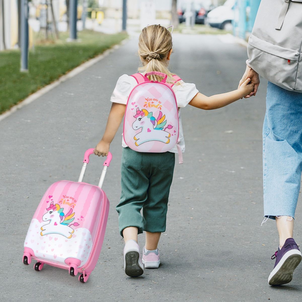 Kids' 2-Piece Luggage Set - Pink Travel Trolley