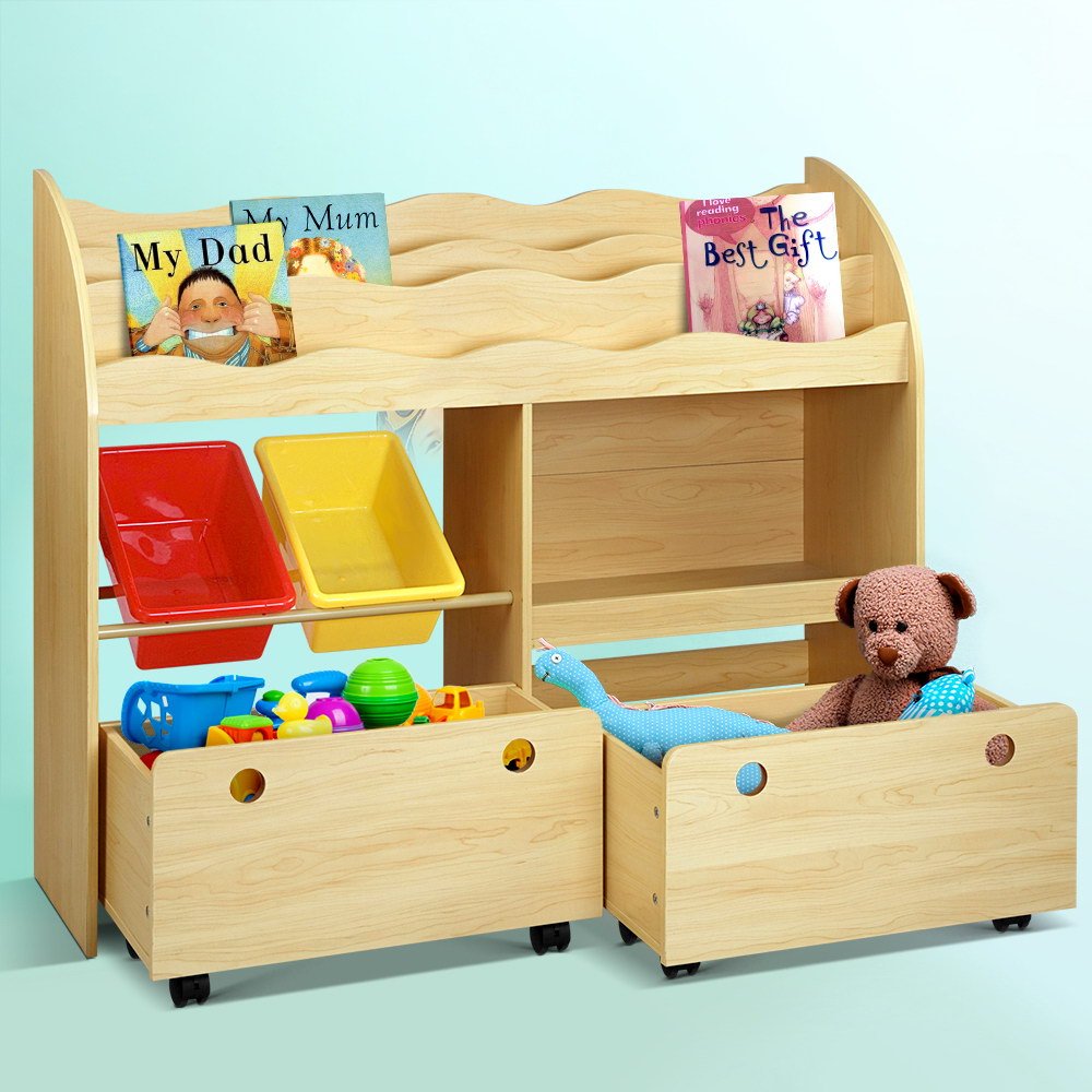 Keezi kids bookshelf children bookcase toy storage box organiser display rack