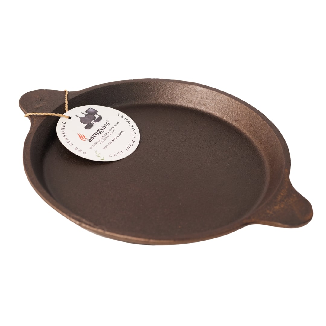 Aarogyam Pre-seasoned Cast Iron Paniyaram Pan, 12 Cavity