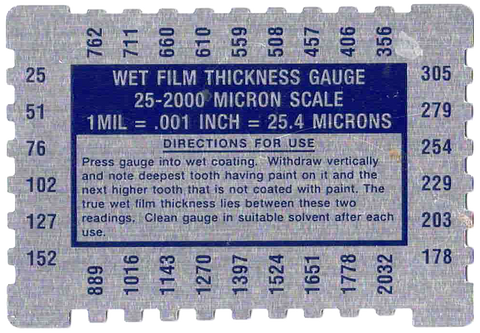 A wet film gauge is used to verify application rate.