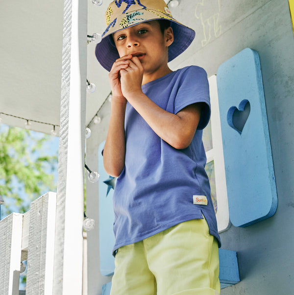 Dropped Hem Short Sleeve Tee, Violet