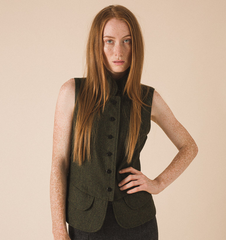 Forest green Ladies tweed waistcoat