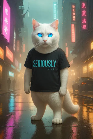 Funny cat T-shirt with “Top Cat Seriously” phrase and cartoon feline staring unimpressed