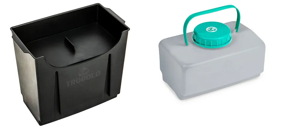 Containers for urine diverting dry toilets
