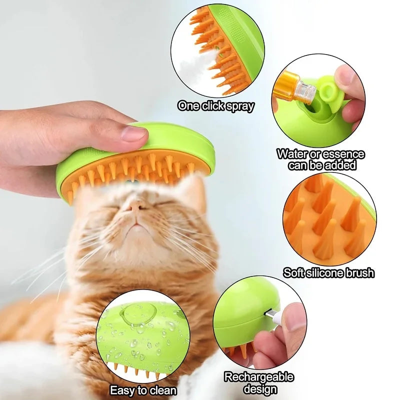 3-in-1 Electric Steam Pet Grooming Bursh