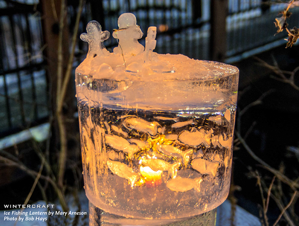 Ice Fishing Lantern by Mary Arneson for 2018 Middlemoon Creekwalk photo by Bob Hays