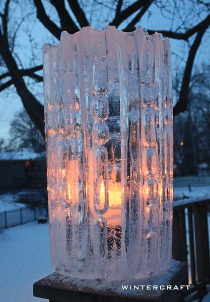 Bubble bucket ice lantern by Jennifer Shea Hedberg of Wintercraft