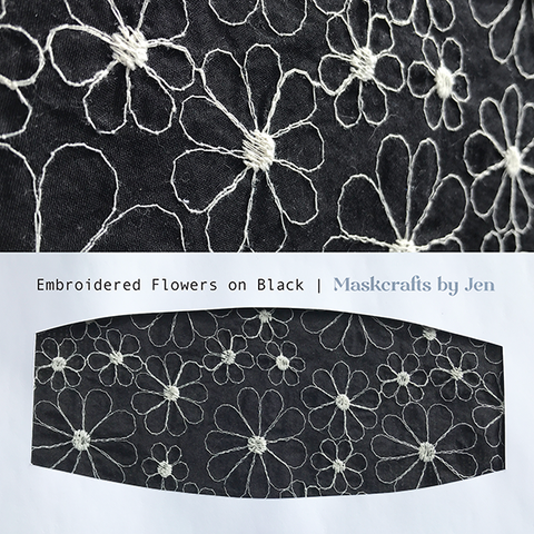 Embroidered Flowers on Black