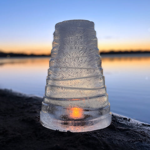 Funky shaped ice lantern