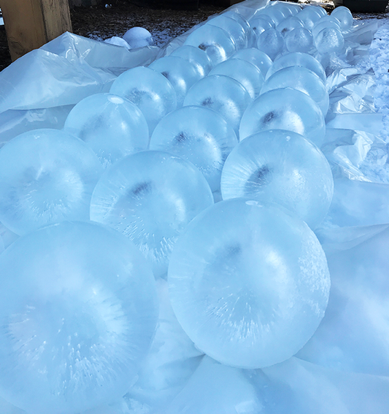 Globe ice lantern production for Midwest Living Shoot by Tom Hedberg