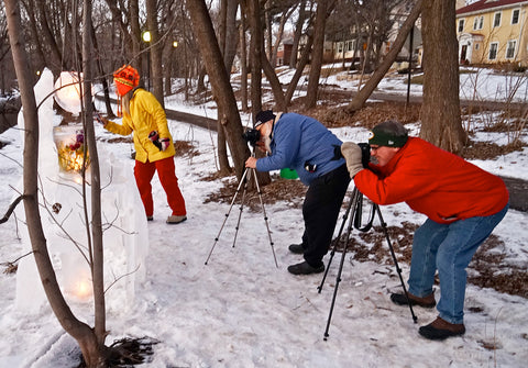 Photographers lining up to shoot ice lanterns photo by Larry Risser