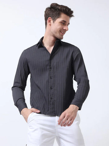 men's dark grey plain shirt
