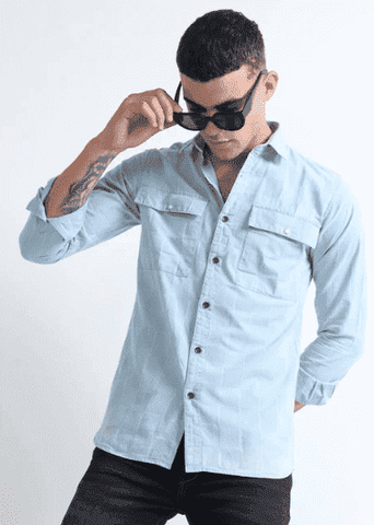 Faded Denim Shirt for Men