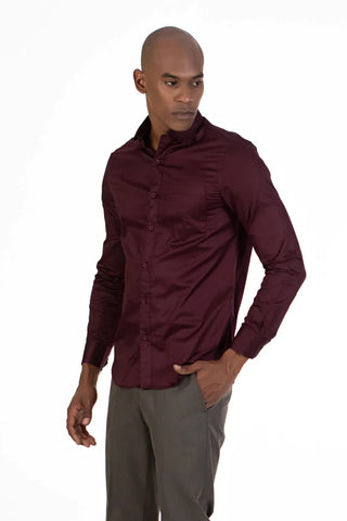 men's maroon plain shirt