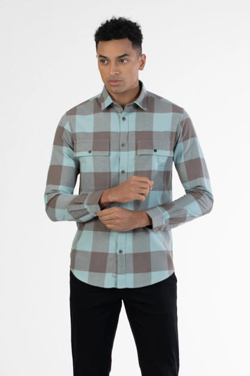 Buy rust buffalo checked brushed twill shirt-North Republic