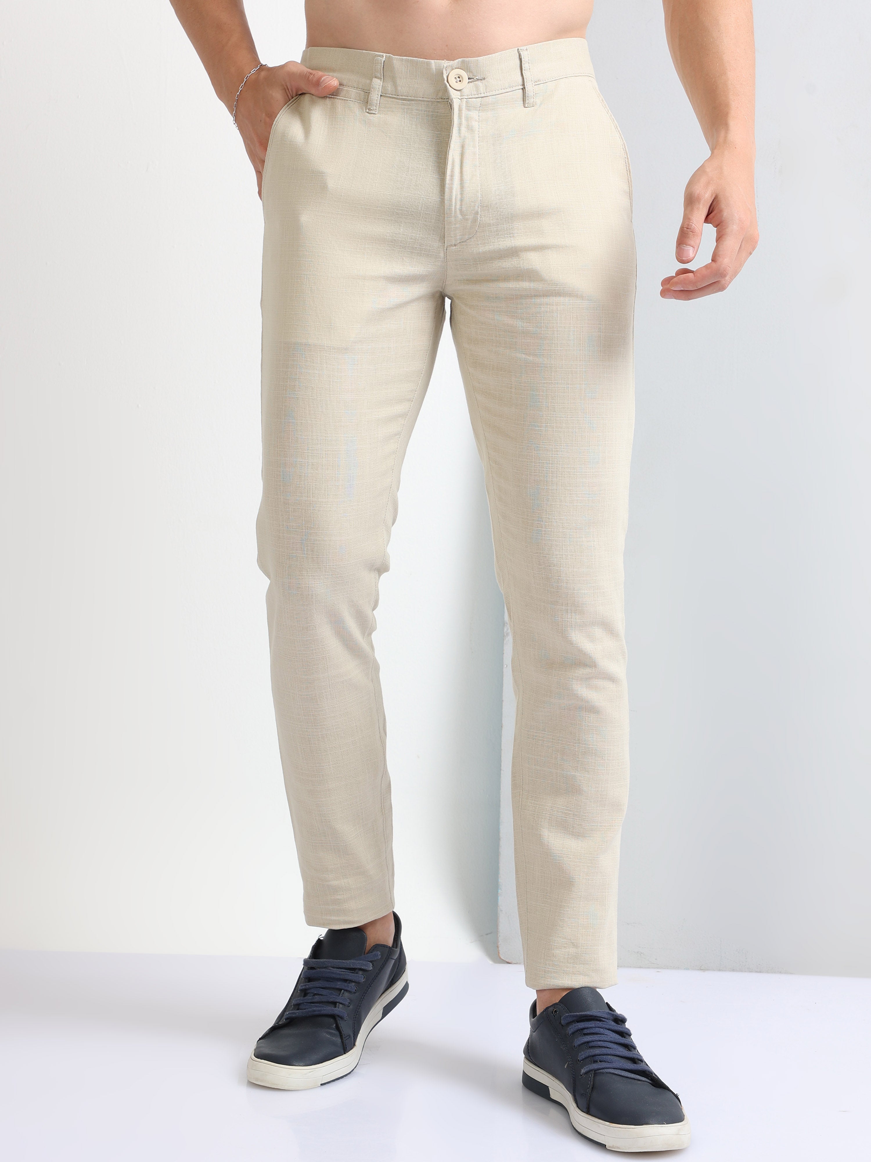 Skinny Fit Suit trousers - Beige/Checked - Men | H&M IN