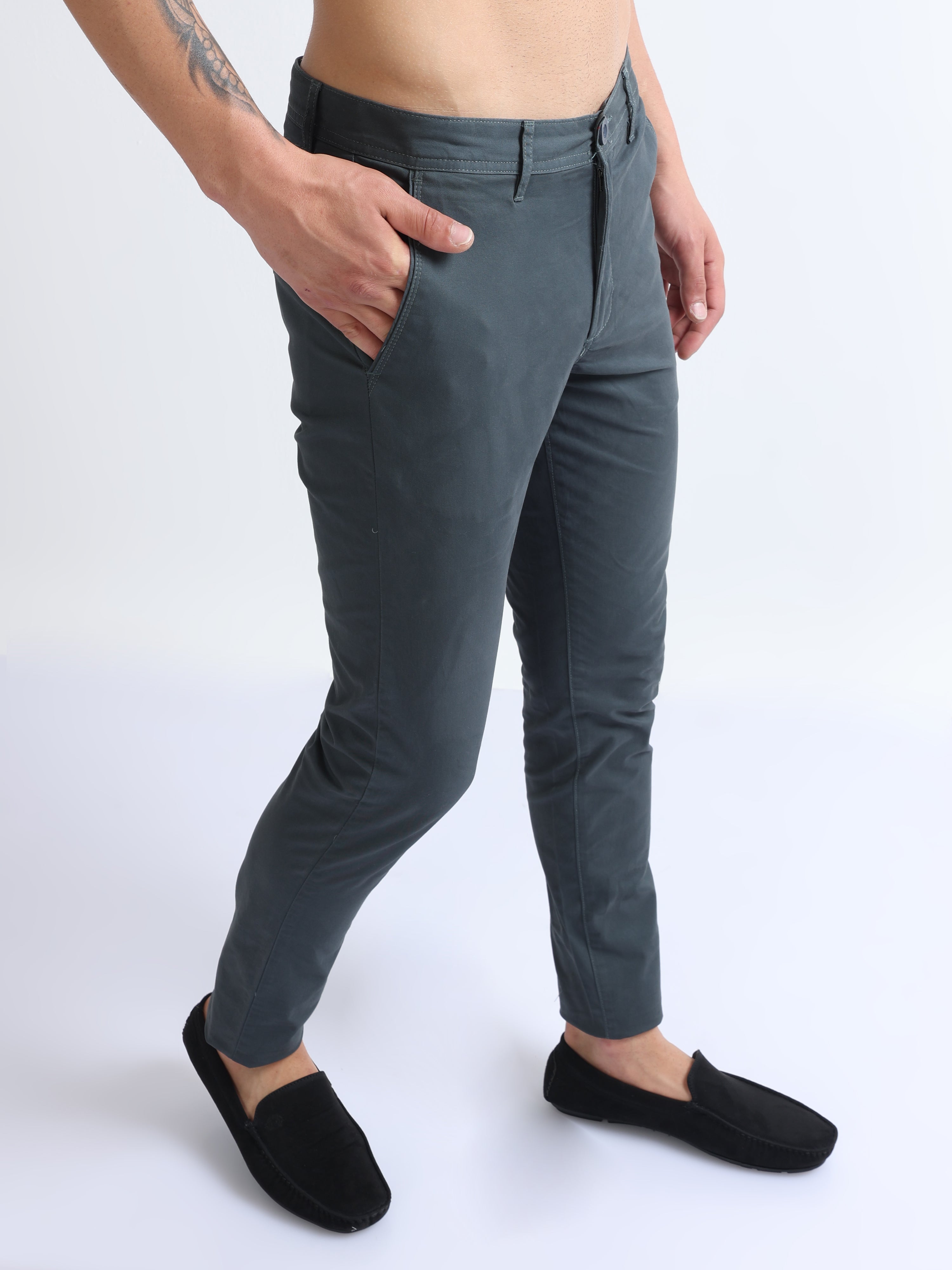 Buy Ether Men Black Super Slim Fit Solid Four Way Stretch Casual Trousers -  Trousers for Men 7021650 | Myntra