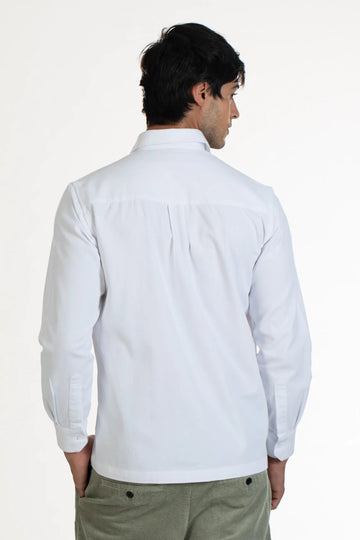 Buy white cargo double pocket twill plain shirt-North Republic