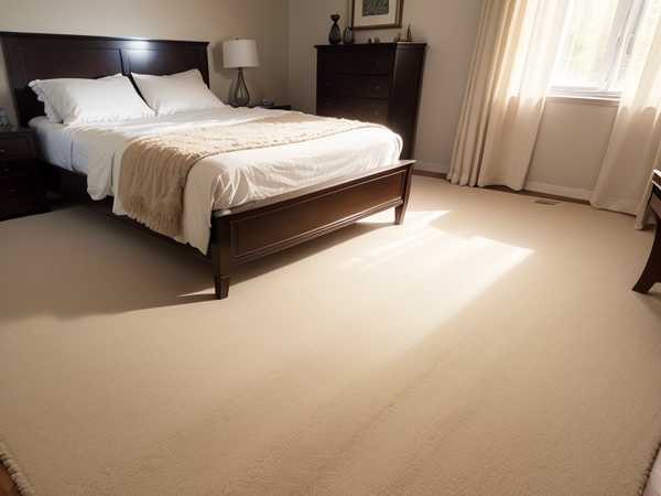 Quiet bedroom with large bedroom carpet