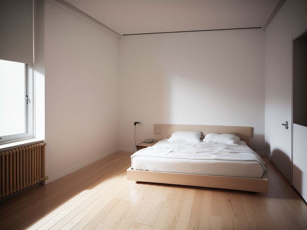 Chambre minimaliste avec un lit