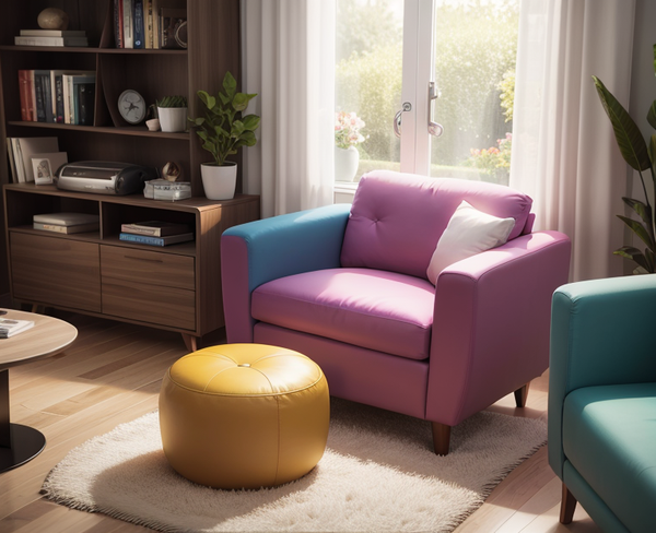 Colorful accent chair in a corner of the living room