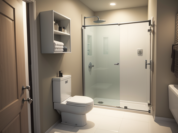 Shower with folding door