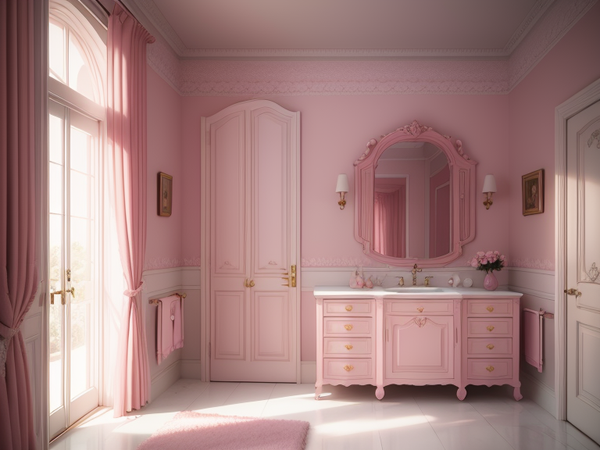 Pink carpet in a feminine bedroom